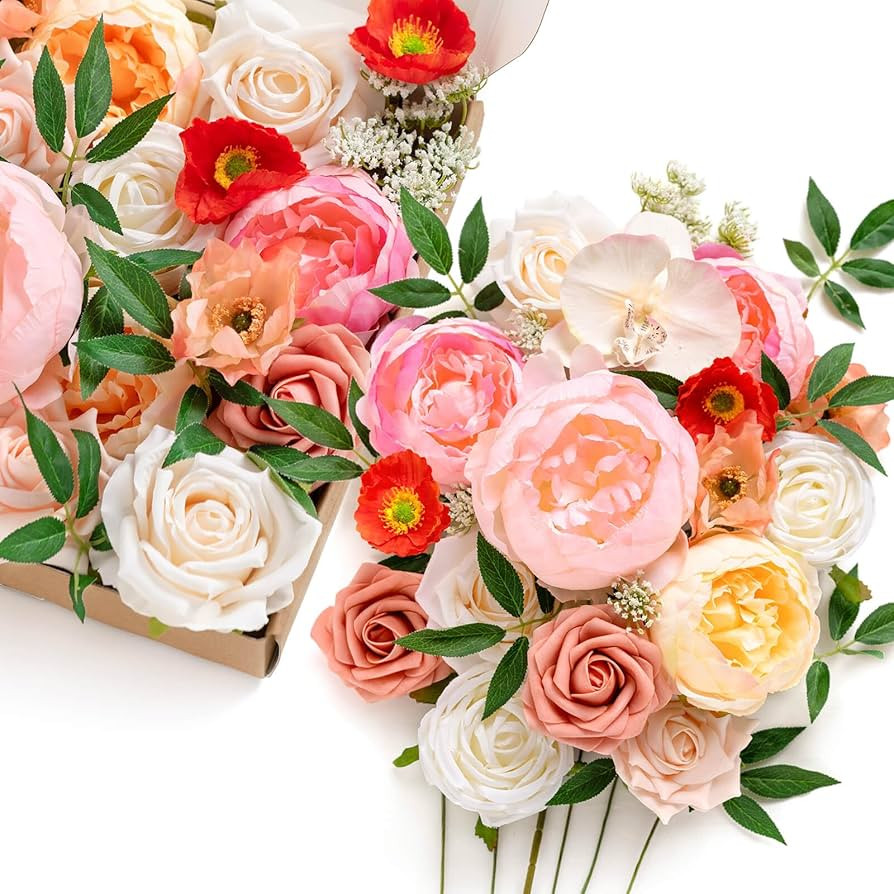 Ling's Moment Artificial Flowers Box Set Aromatic Coral for DIY Wedding Bouquets Centerpieces Arr... | Amazon (US)