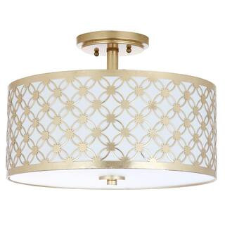 SAFAVIEH Hutch 16 in. 3-Light Gold Semi-Flush Mount FLU4002A - The Home Depot | The Home Depot