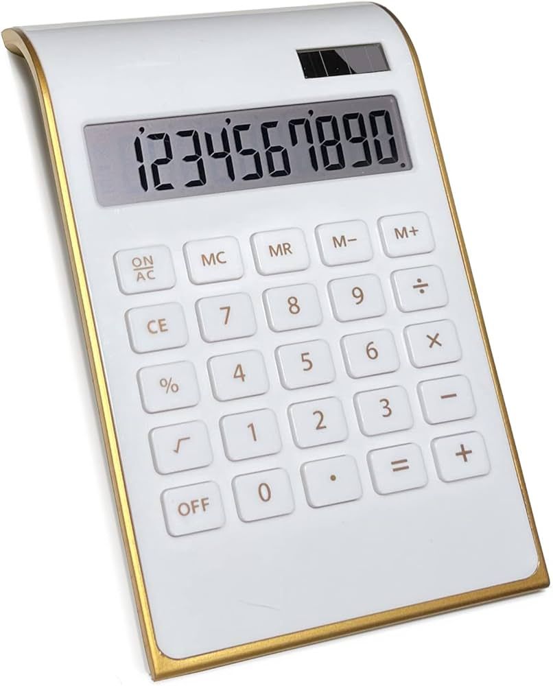 Calculators, Benkaim Gold Calculator Desk, Gold Office Desk Accessories, Standard Basic Desk Calc... | Amazon (US)