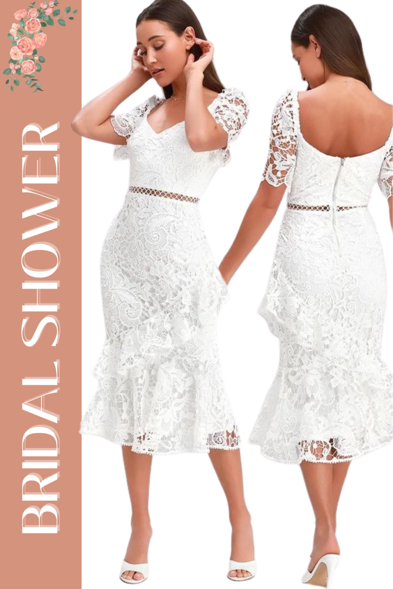 This bridal shower dress with lace sleeves is so pretty! On sale for less than $100 and so cute !

#LTKwedding #LTKU