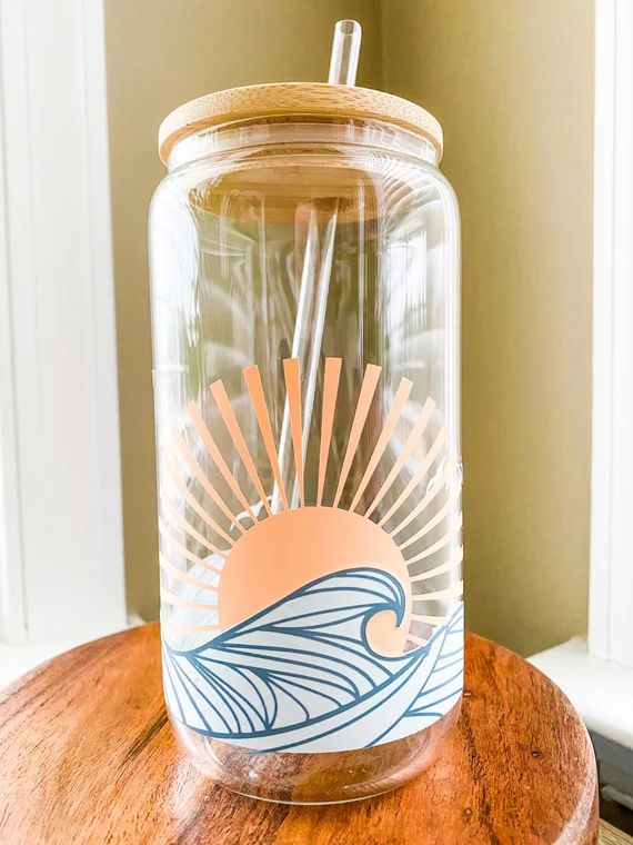 Summer Surf 16 Oz. or 20 Oz. Clear Beer Can Glass - Etsy | Etsy (US)