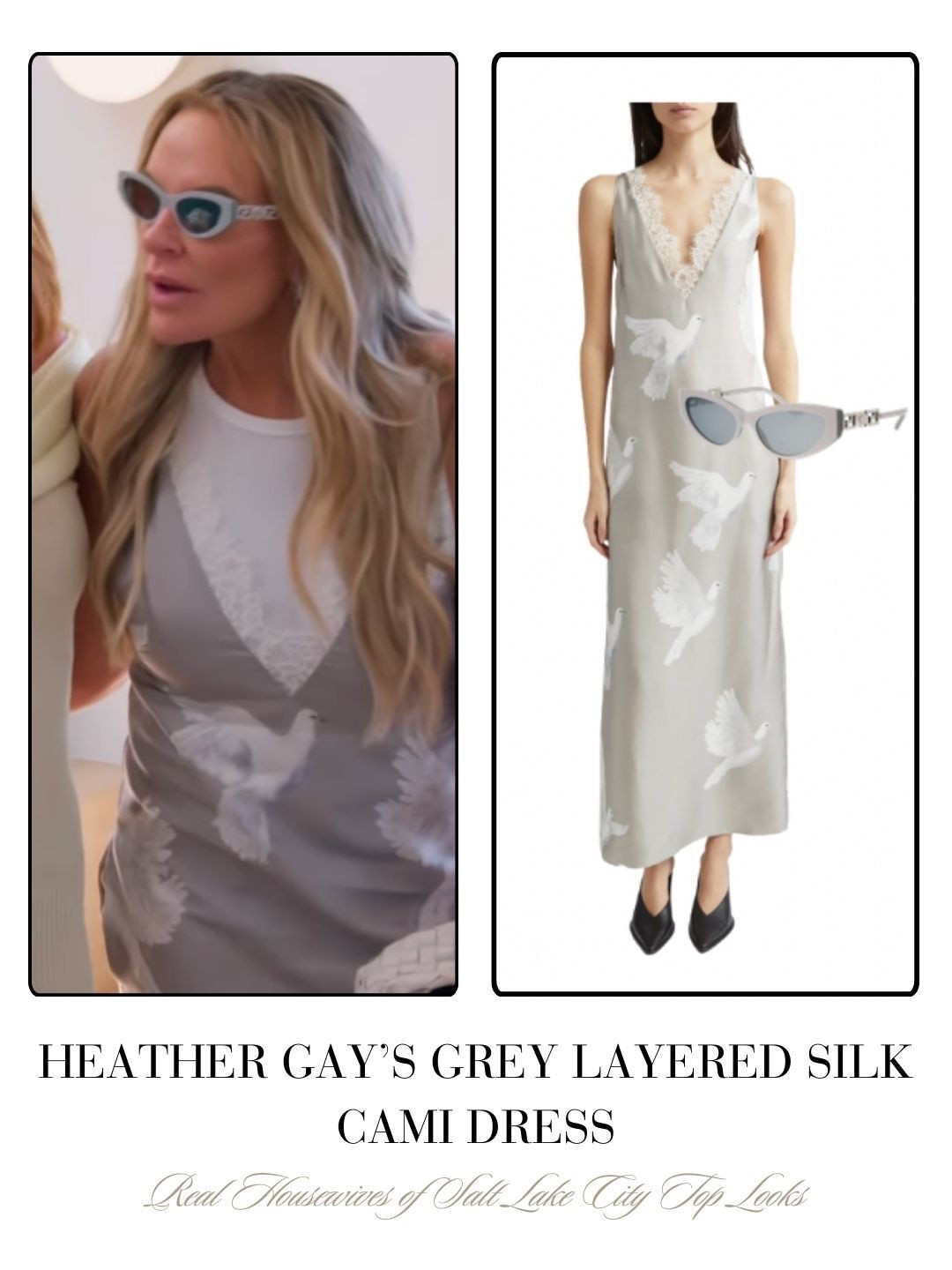 Heather Gay’s Grey Layered Silk Cami Dress 