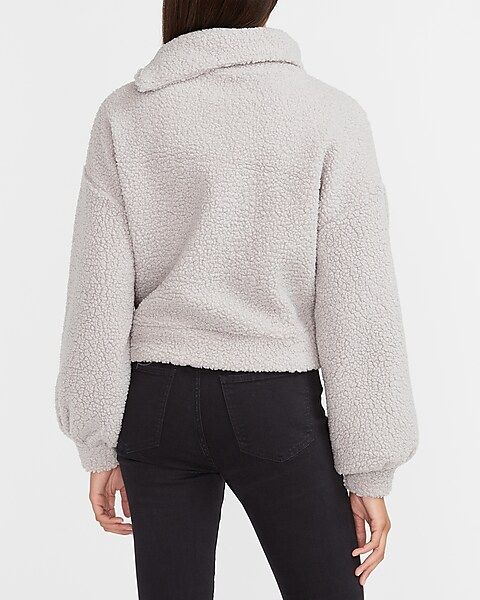 Cozy Asymmetrical Zip Sherpa Sweatshirt | Express