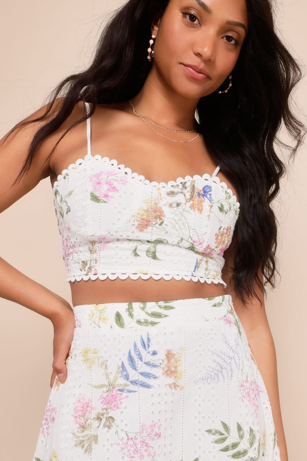 Sweet At Heart White Floral Embroidered Two-Piece Midi Dress | Lulus