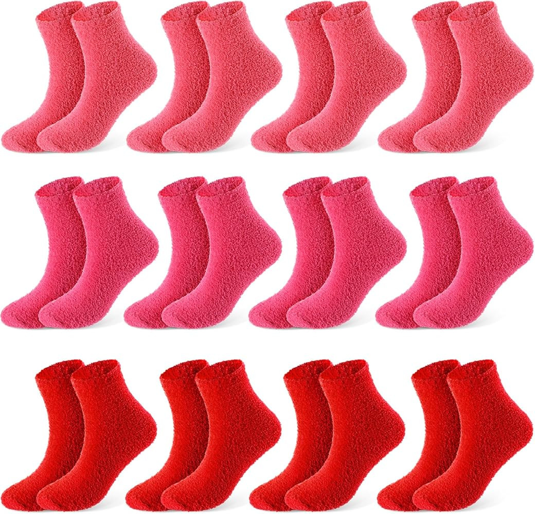 Foaincore 12 Pairs Valentines Socks Bulk Women Fuzzy Socks Warm Fluffy Slipper Socks Galentines G... | Amazon (US)