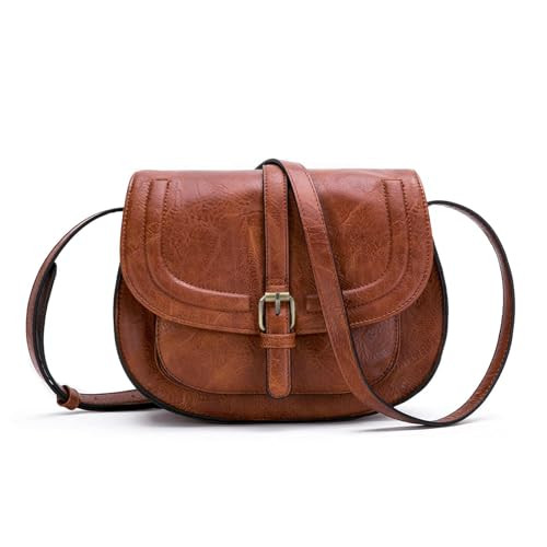 AFKOMST Crossbody Bags for Women,Small Saddle Purse and Boho Cross Body Handbags,Vegan Leather | Amazon (US)