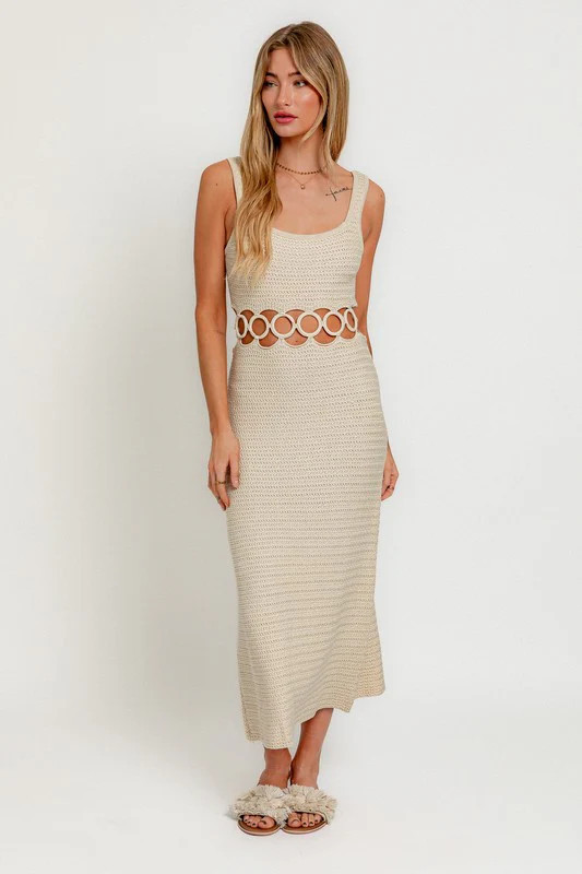 Square Neck Crochet Midi Dress | TandyWear