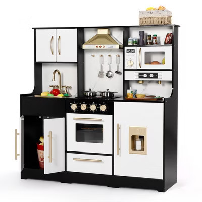 Kinder King Wooden Kids Play Kitchen, Toy Kitchen Playset for Toddlers, Realistic Kitchen Set with Sounds, Gift for Boys and Girls Age 3+, Black | Target