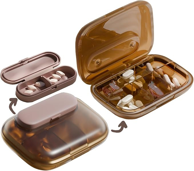 MURRI&MURRDI Travel Pill Organizer, 6 Compartments Small Pill Container, Daily Pill Box to Hold V... | Amazon (US)