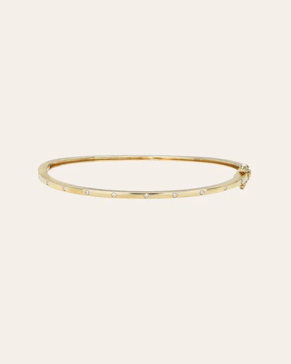 14k Gold Diamond Dot Bangle | Zoe Lev Jewelry