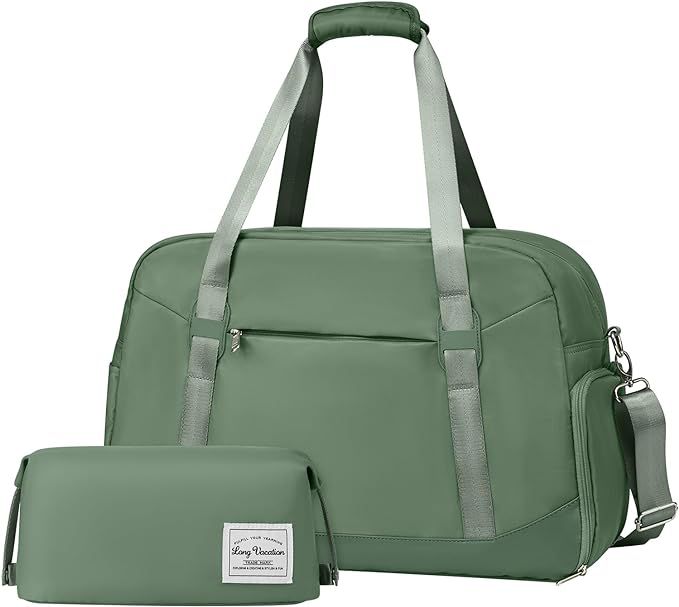 Women's Travel Duffel Bag with Toiletry Bag, Sports Gym Bag Weekendeer Carry-on Tote with Shoe Co... | Amazon (US)