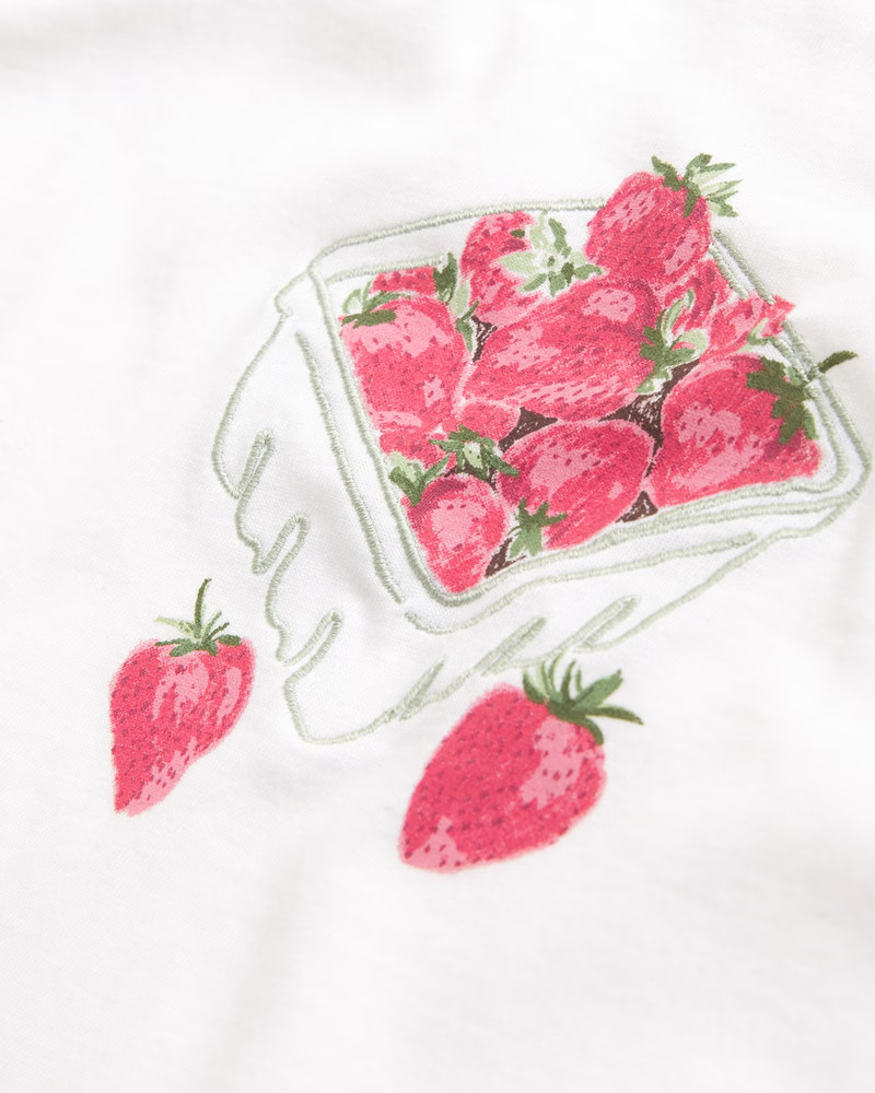 Short-Sleeve Strawberry Graphic Skimming Tee | Abercrombie & Fitch (US)