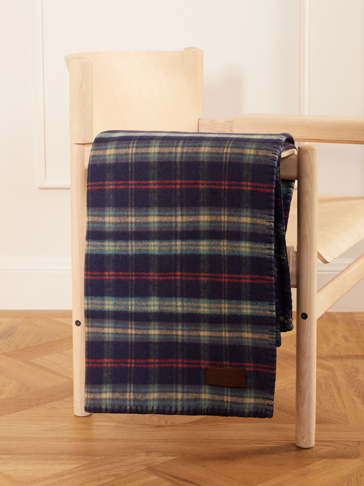 Ralph Lauren Home - Georgia Leather-trimmed Whipstitched Checked Wool And Cashmere-blend Blanket - Blue | NET-A-PORTER (US)