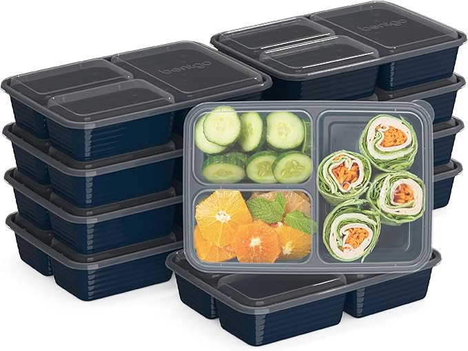 Bentgo 20-Piece Lightweight, Durable, Reusable BPA-Free 3-Compartment Containers - Microwave, Fre... | Amazon (US)