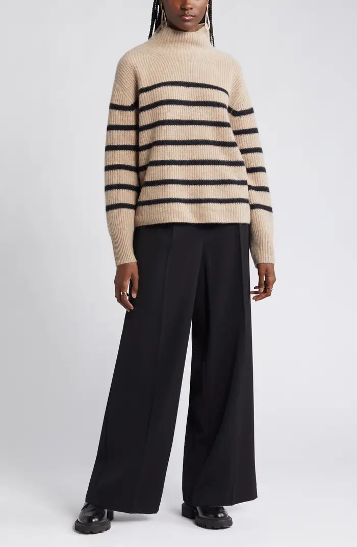 Stripe Cashmere Mock Neck Sweater | Nordstrom