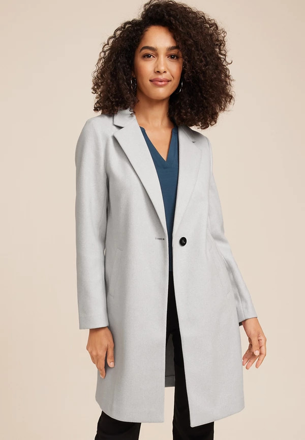 One Button Dress Coat | Maurices
