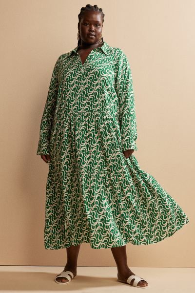 Patterned Viscose Dress - Green/patterned - Ladies | H&M US | H&M (US + CA)