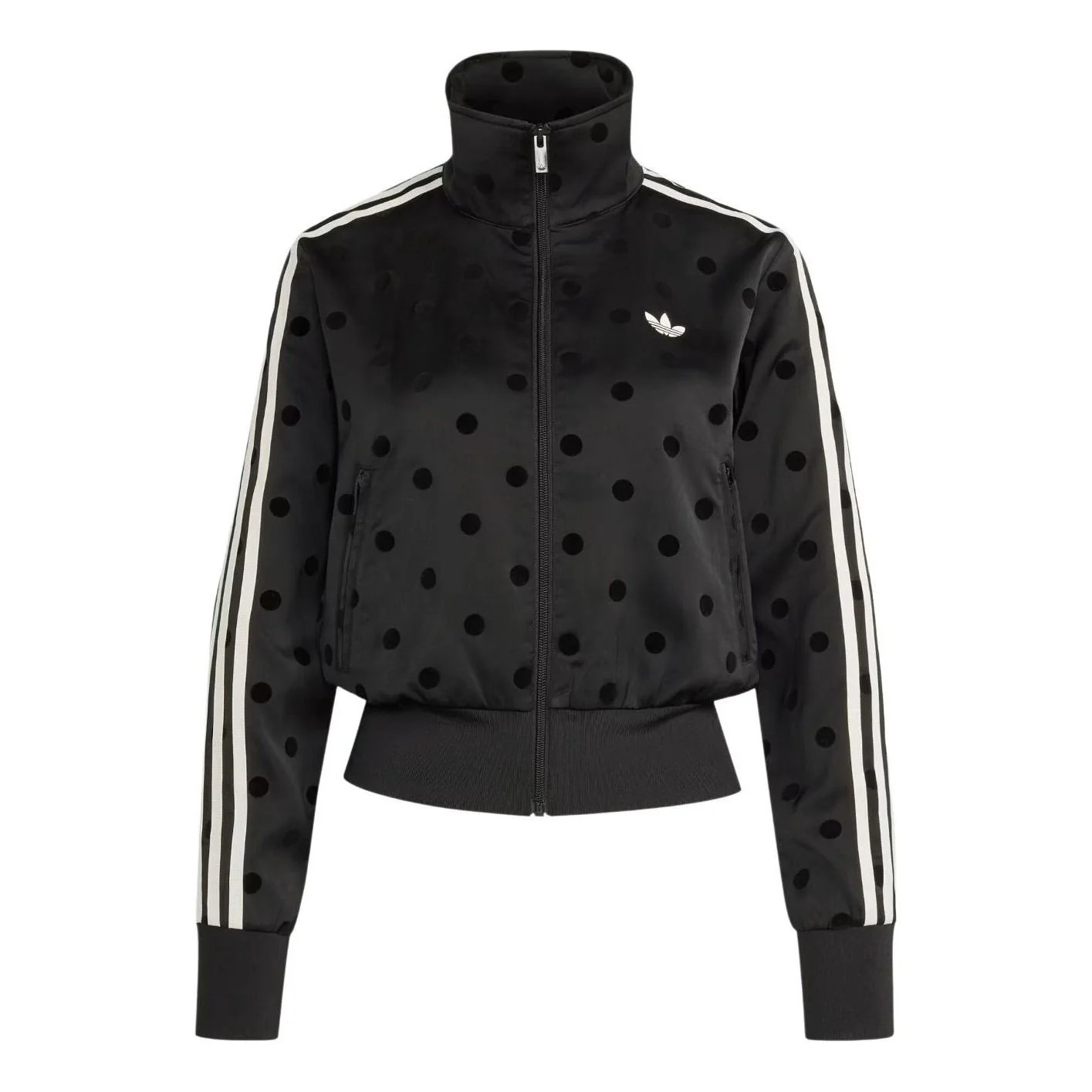 (WMNS) adidas Satin Polka Dots TT Track Jacket 'Black' KV1166 | KICKS CREW