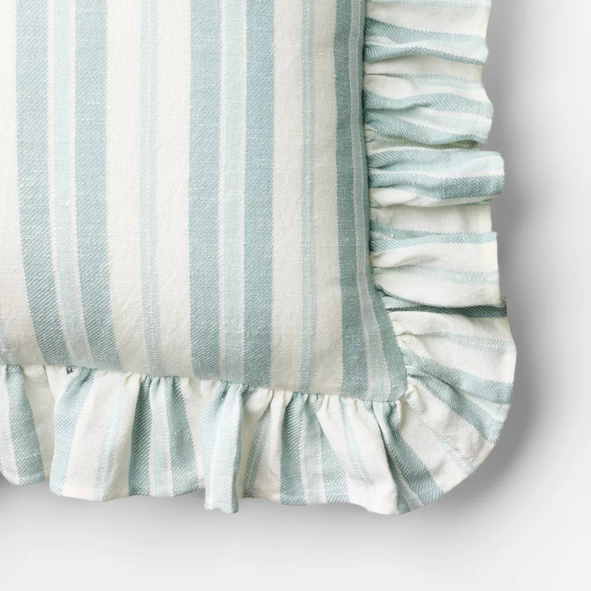 Square Woven Stripe Throw Pillow with Ruffle Blue/Ivory  - Threshold™ designed with Studio McGe... | Target