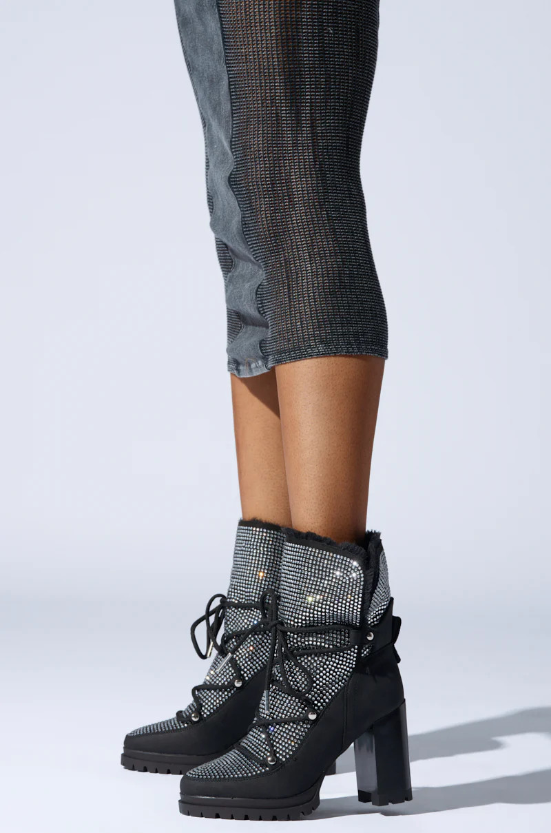 AZALEA WANG TWILLA EMBELLISHED CHUNKY BOOTIE | AKIRA
