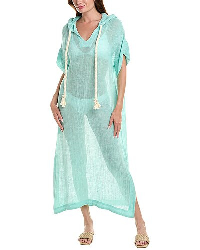 Hooded Linen-Blend Caftan | Rue La La