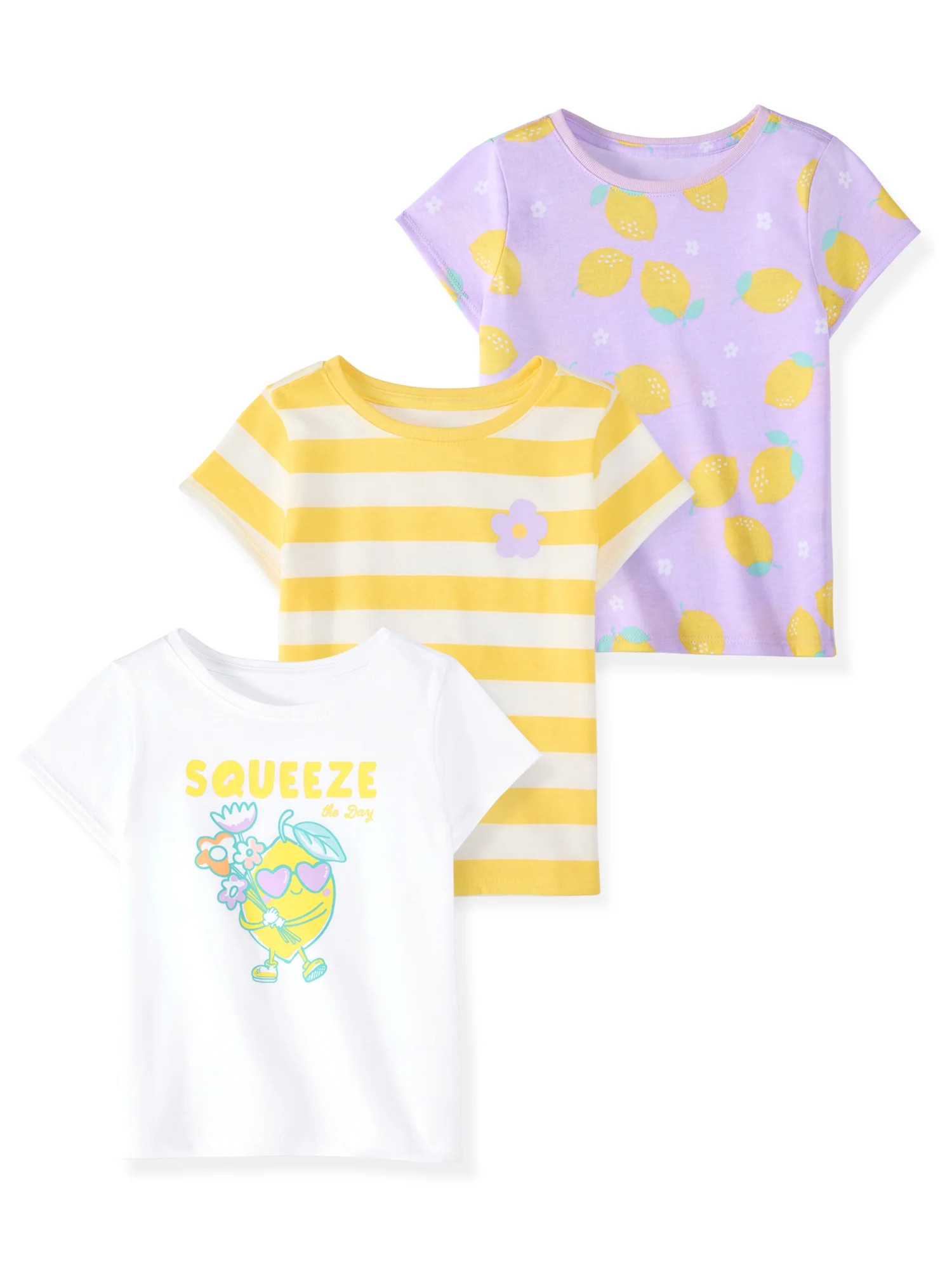 Garanimals Newborn, Baby & Toddler Girl Cotton Short-Sleeve Graphic T-Shirts, 3-Pack, Sizes 0-6T | Walmart (US)