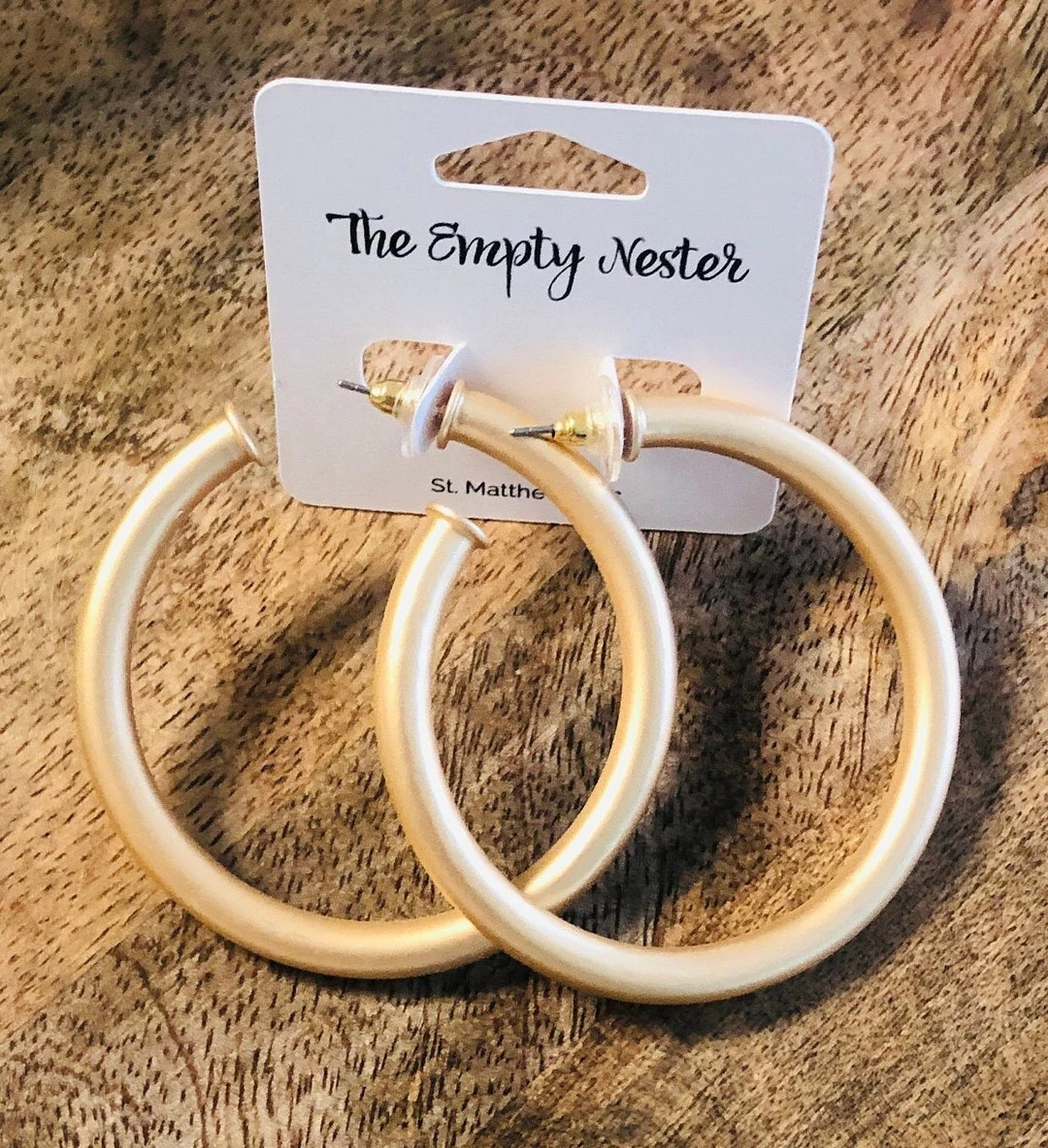 Classic Hoop Earrings/Matte Gold Hoop Earrings/Satin Gold Hoops/Everyday Hoop Earrings/2.25"Gold ... | Etsy (US)