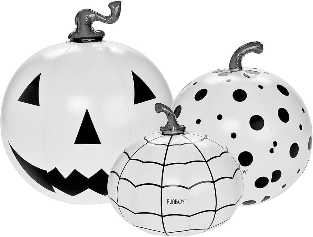 FUNBOY Giant Inflatable Light-Up Halloween Pumpkins 3 Pack, 31'', 23'' and 20'', Black & White Sc... | Amazon (US)
