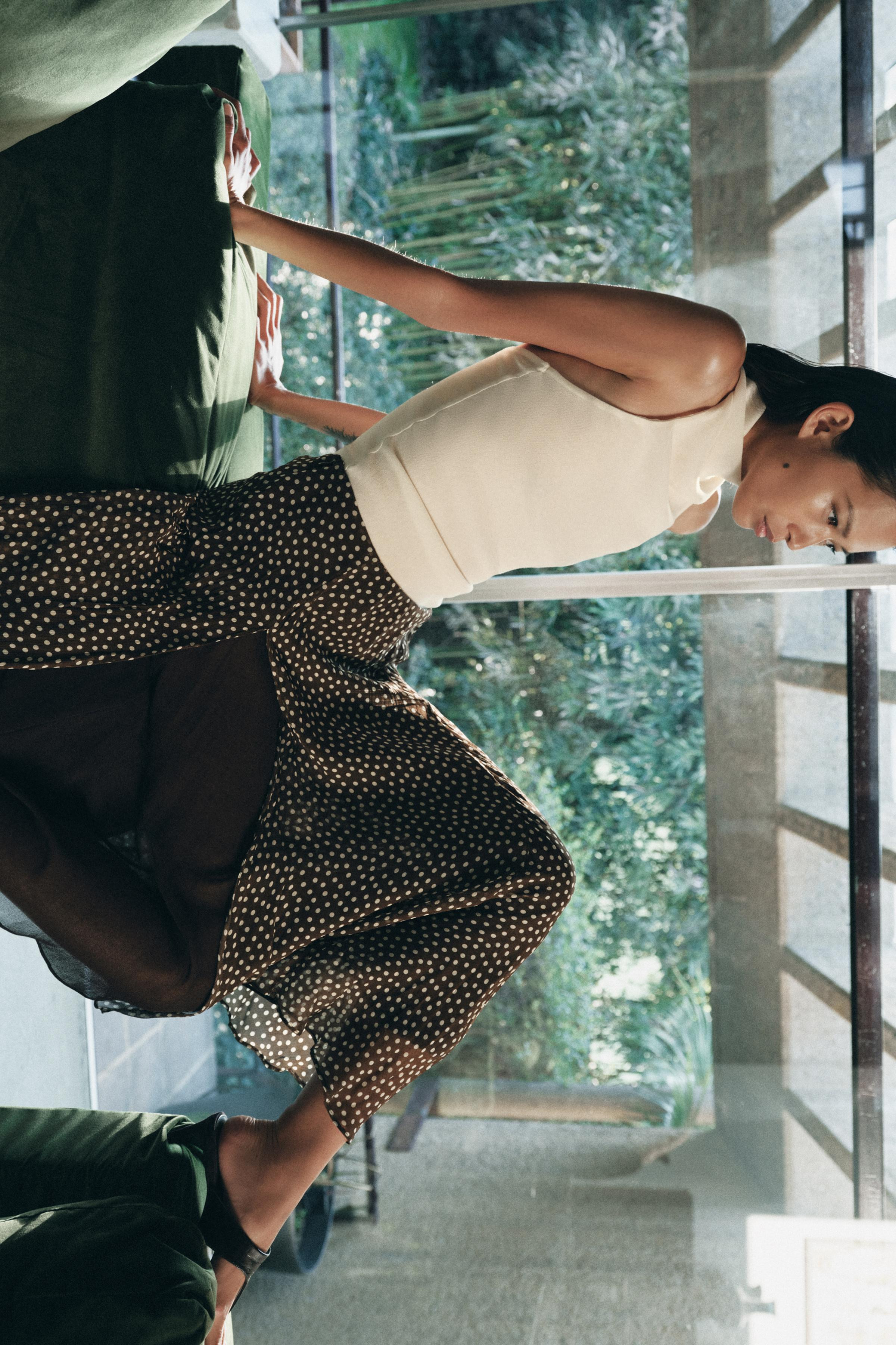ZW COLLECTION ASYMMETRIC POLKA DOT SKIRT | Zara UK