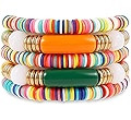 Bamboo Tube Bangles Bracelet Chunky Curved Stacking Clear Acrylic Colorful Beads Stretchable Frie... | Amazon (US)
