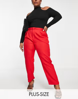 In The Style Plus x Jac Jossa - Pantalon d'ensemble droit - Rouge | ASOS (Global)