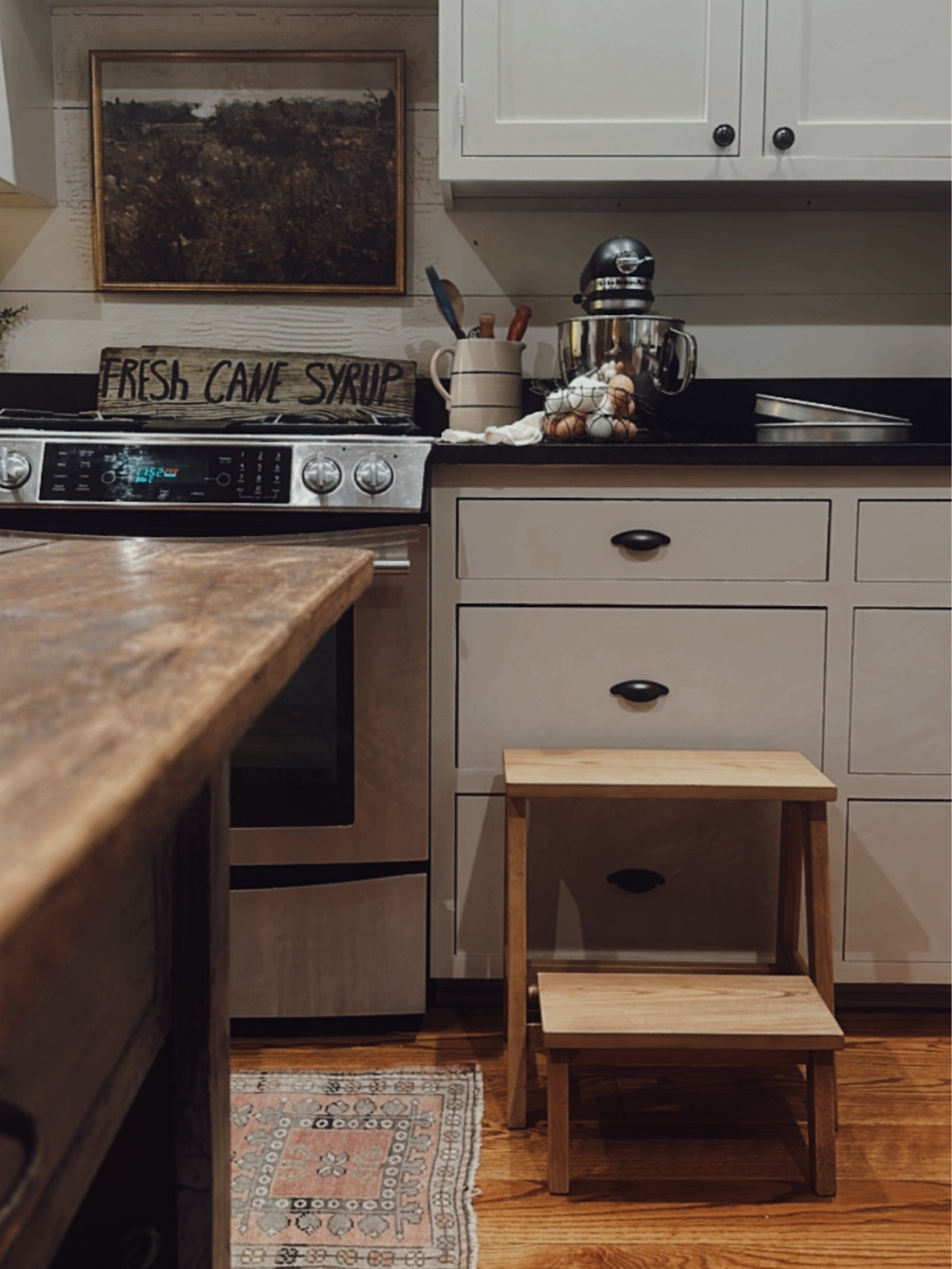 This little step stool is my favorite recent target find. The birthday boy is in arm’s reach as my little helper now thanks to this sweet little stool (and that bottom step folds in when that first step isn’t needed). I love it.