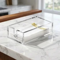 Clear Acrylic Paper Towel Holder, 8.5x4.9x2.4 Inch Guest Towel & Napkin Storage Tray for Bathroom... | Walmart (US)