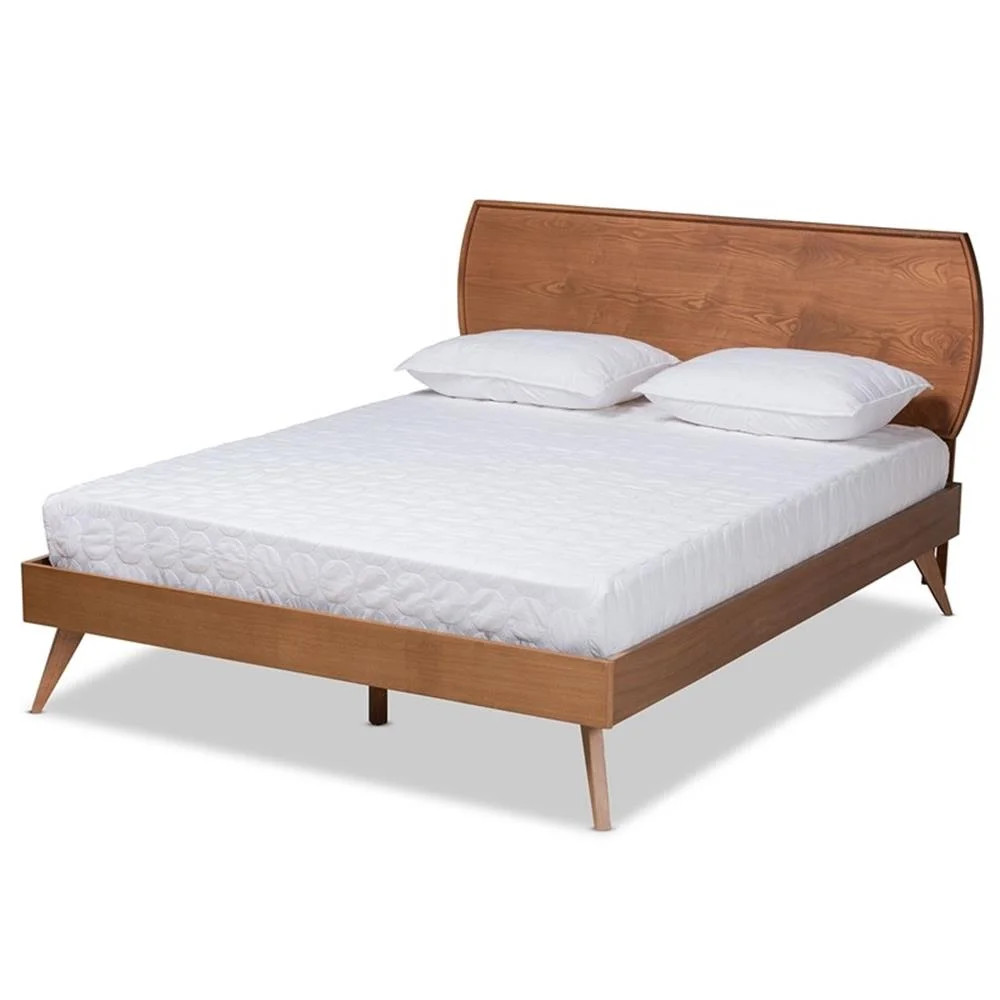 Bowery Hill Walnut Brown Finished Wood Full Size Platform Bed | Walmart (US)