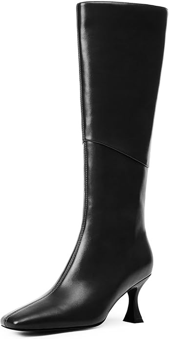 Modatope Knee High Boots Women Square Toe Tall Boots Kitten Heel Long Boots Side Zipper Dress Fas... | Amazon (US)