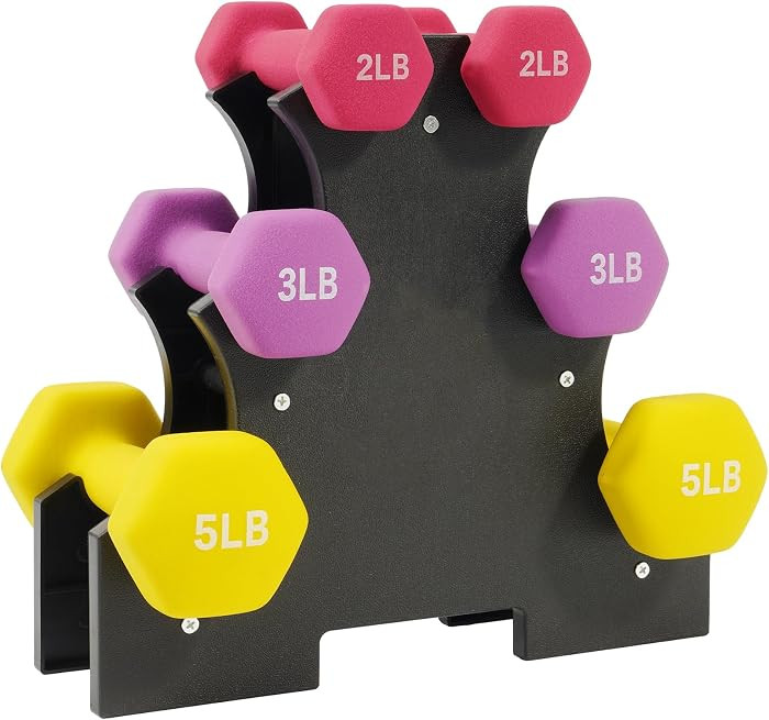 Fitvids Colored Neoprene Dumbbell Set with Rack, Multiple Weight Options, 20LBS, 32LBS, 50LBS and... | Amazon (US)