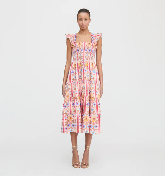 The Ellie Nap Dress - Pink Floral Block Stripe | Hill House Home US