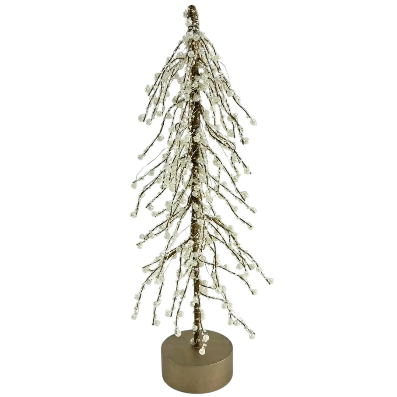 Gold and White Light-Up LED Pearl Christmas Tree Decoration, 18", by My Texas House | Walmart (US)