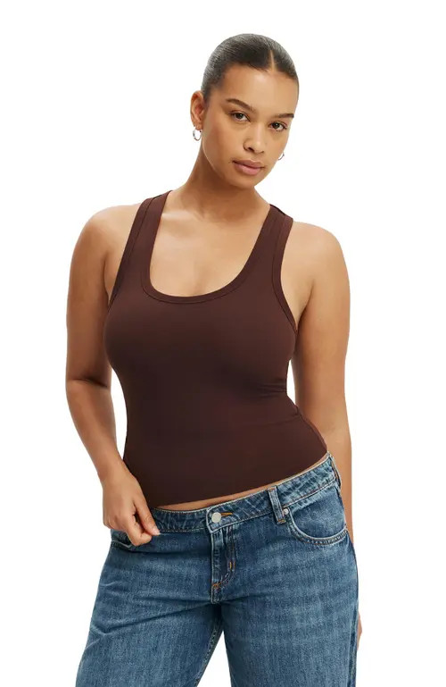 Cotton On Women's Hold Me Scoop Neck Racerback Tank in Dark Oak at Nordstrom, Size Large | Nordstrom