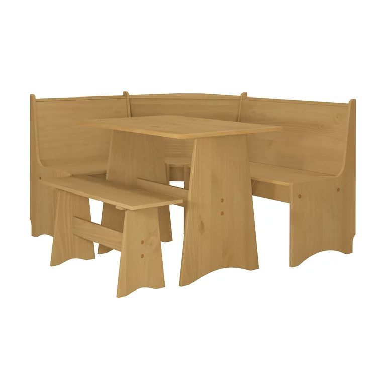 Woven Paths Cottonwood 3-Piece Small Spaces Wood Dining Nook, Natural | Walmart (US)