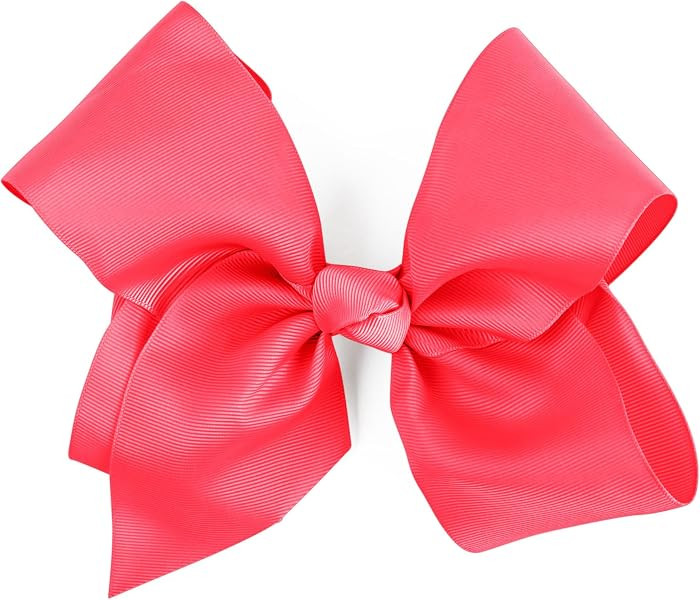 8 Inch Grosgrain Bow for Women and Girls (Neon Pink) | Amazon (US)