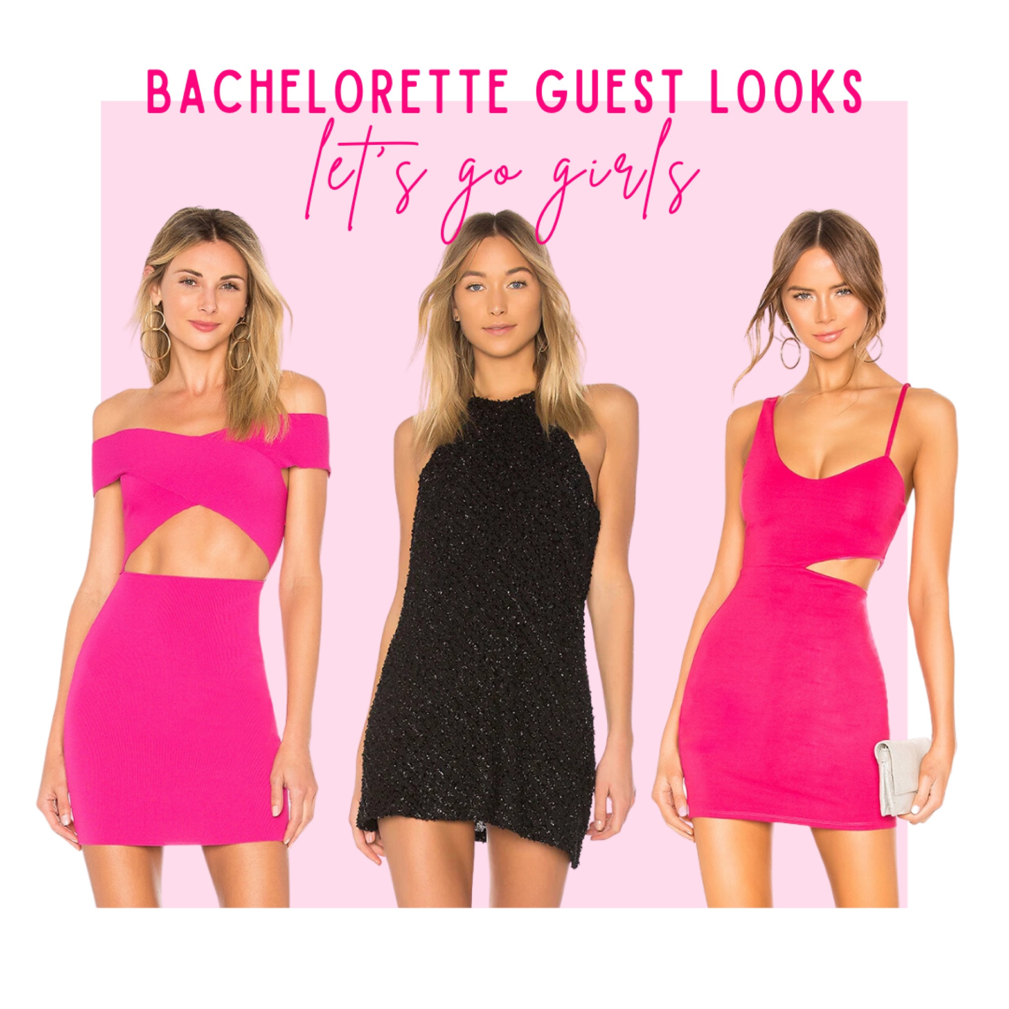 Let’s go girls bachelorette guest looks! 

bachelorette dresses, mini dresses, vacation dresses, pink mini dress, black mini dress, show me your mumu dress, revolve dress, shimmer mini dress, bachelorette outfits 

#LTKtravel #LTKSeasonal #LTKstyletip