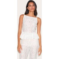 White Sheer Lace Peplum Sleeveless Top | PrettyLittleThing US