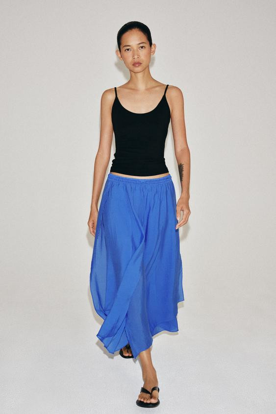 Zara - Zw Collection Ruffled Skirt - Blue - Xs-S - Woman | Zara UK