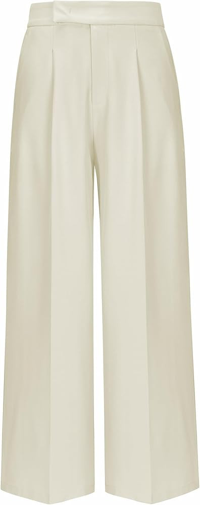 Arach&Cloz Women's Wrinkle-Free Pleated Business Wide Leg Pants Fall 2025 | Amazon (US)