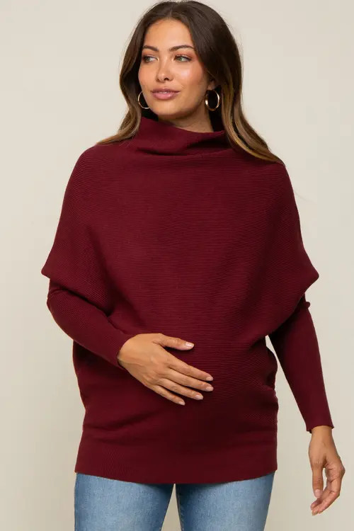 PinkBlush Funnel Neck Dolman Sleeve Sweater in Burgundy at Nordstrom, Size Small | Nordstrom