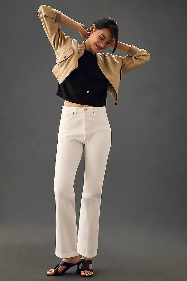 AGOLDE 90's Crop Mid-Rise Straight Jeans By AGOLDE in White Size 29 | Anthropologie (US)