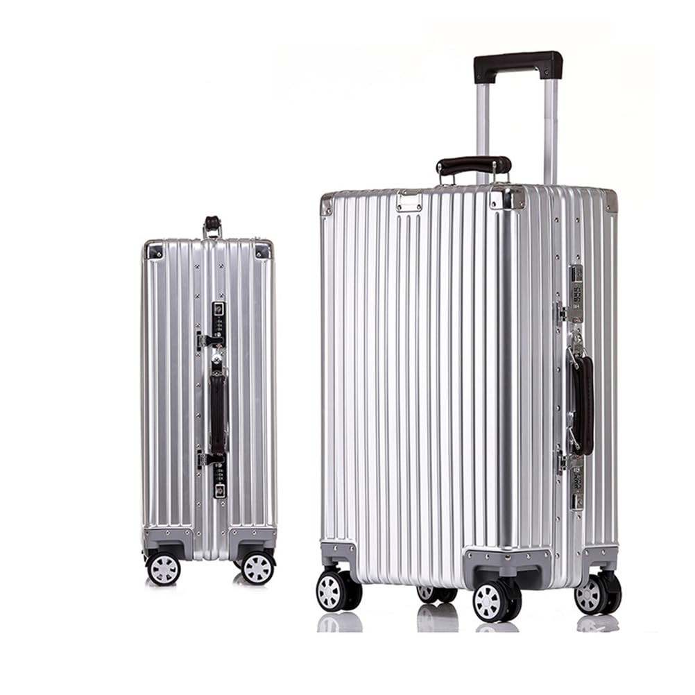 Aluminium Suitcase Large Silver Suitcase Cabin Suitcase Hand Luggage Suitcase with Spinner Wheels... | Amazon (UK)