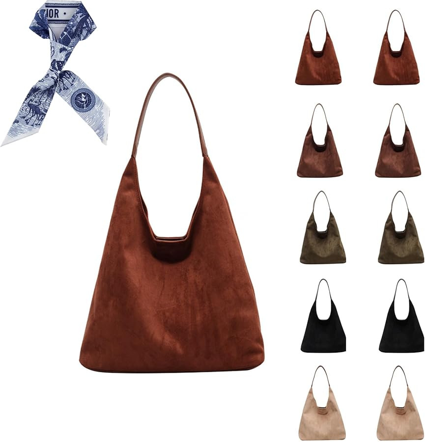 Brown Suede Bag, Brown Suede Tote Bag, Suede Hobo Bag, Suede Tote, Suede bags for Women, Suede Sh... | Amazon (US)