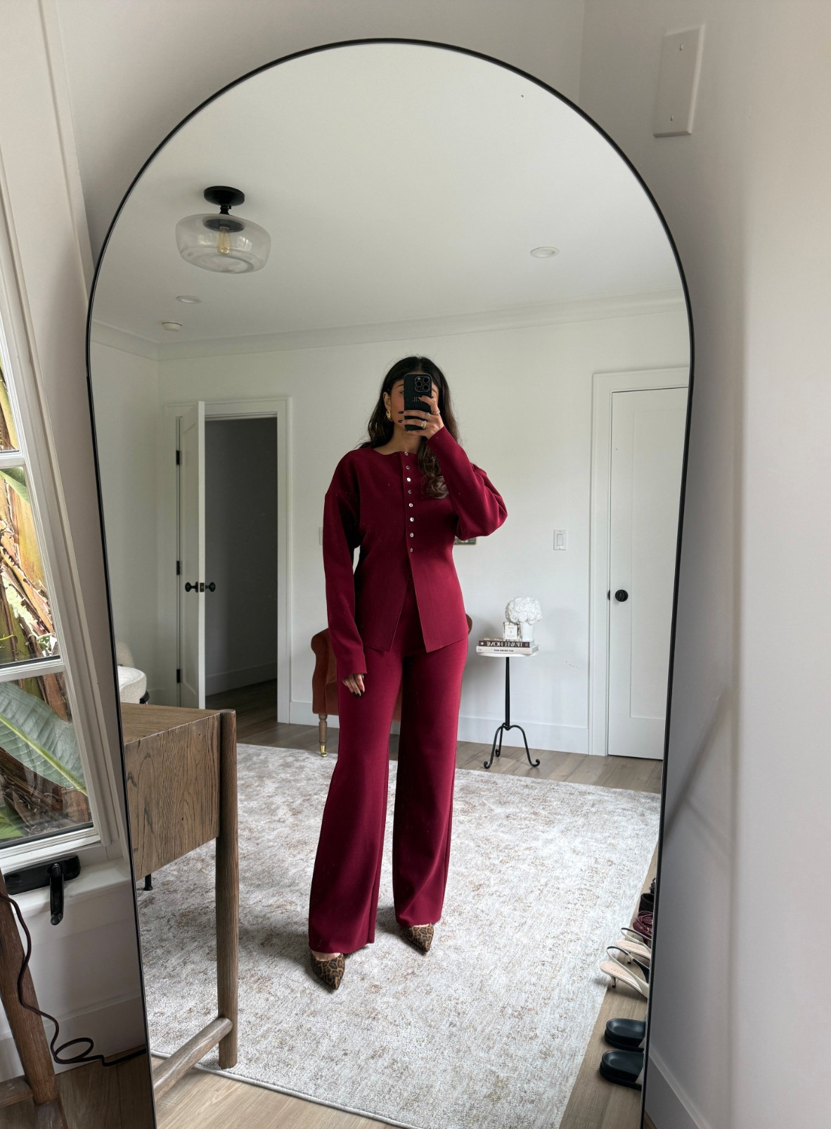 Red set, burgundy set, burgundy cardigan 

 #LTKHoliday #LTKgrwm #LTKootd